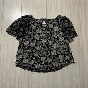 Lucky Brand Flower Pattern Blouse Black & White
